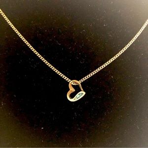 👀4/$25 Miniature Silver Heart with Abalone on 18” Chain Vintage